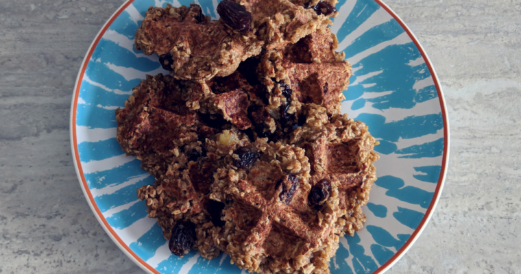 Soft And Gooey Oatmeal Raisin Cookies Using A Waffle Maker | Toddler Snack Idea