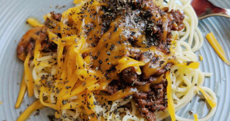 Creamy Spaghetti Meat Sauce w/ Cremini Mushrooms & Dried Thyme