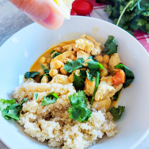Chicken and Chickpea Coconut Curry with Turmeric Spoon Belly